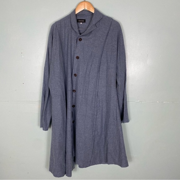 Eskandar Button Down Long Cardigan Blue Cashmere Silk‎ Blend Sz 0 - Picture 1 of 9
